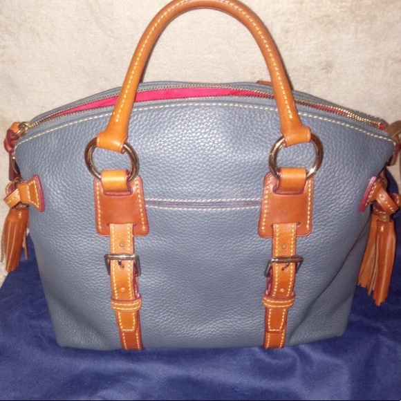 DOONEY & BOURKE GRAY FLORENTINE LEATHER SATCHEL DOMED HANDBAG & MONOGRAM WALLET - Picture 3 of 10